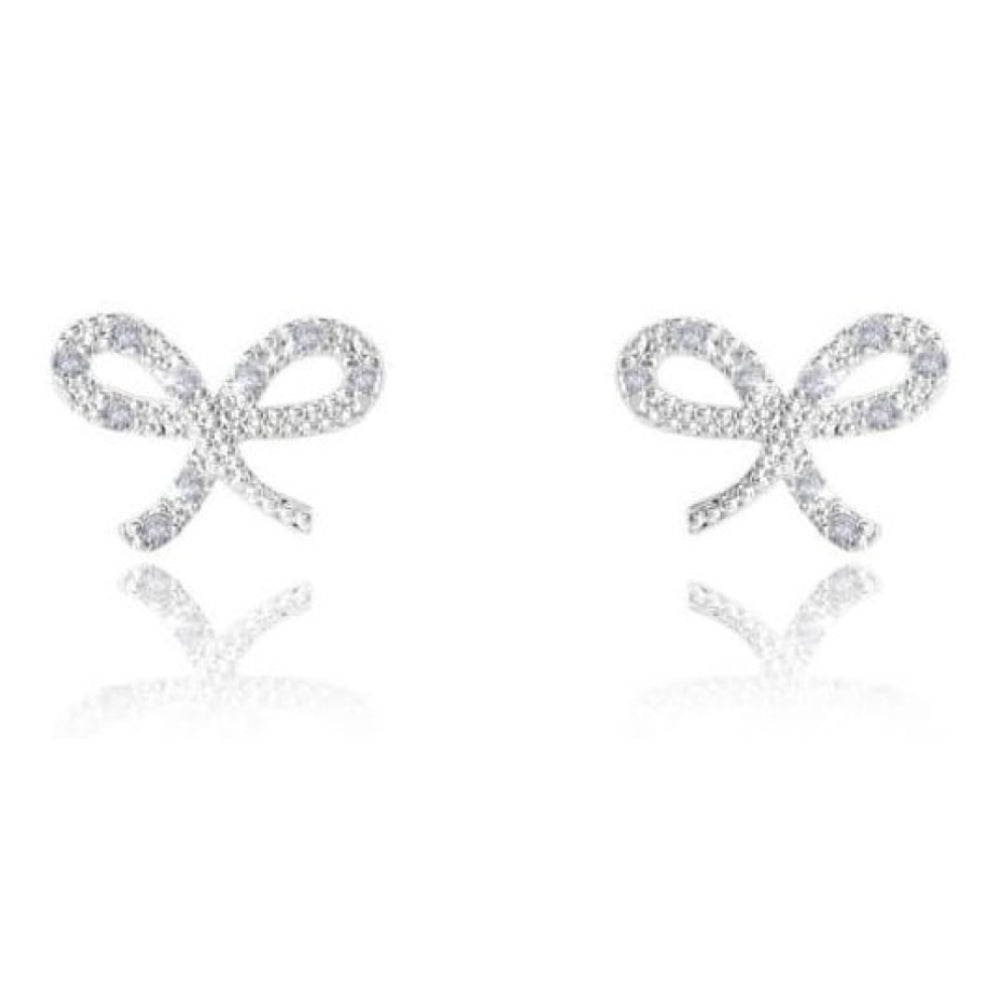 Sentiment Set - Shine - Bow Outline Pave Earrings & Necklace Set
