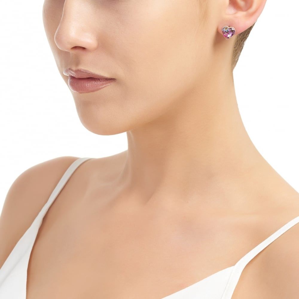 Silver Stud Earrings - Purple Haze - Heart