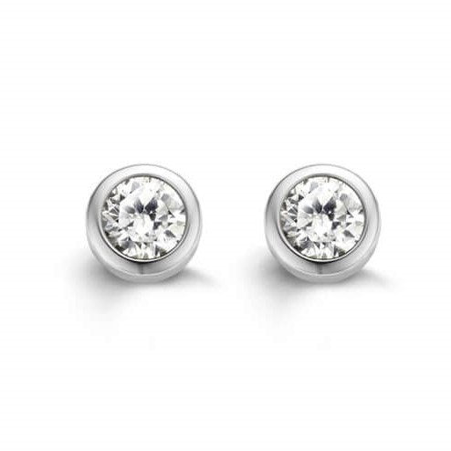 Silver Round CZ Stud Earrings