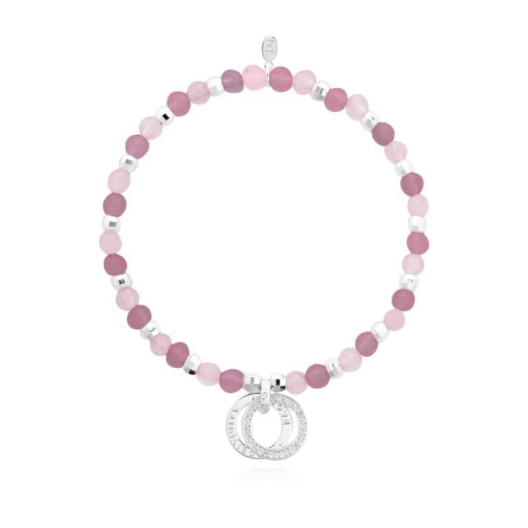 Wellness Gems | Silver | Pink Jade And Rose Quartz Bracelet | 17.5cm Stretch