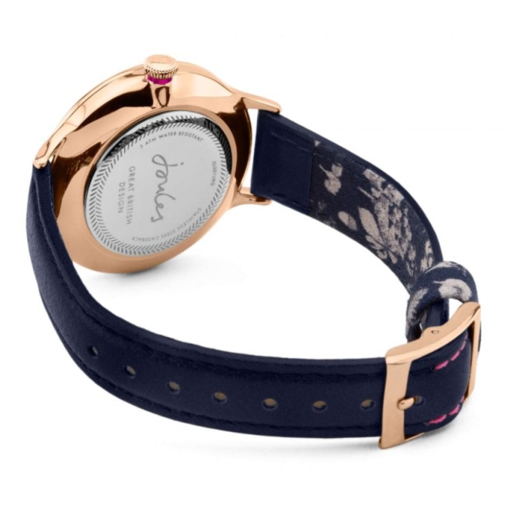 Navy Leather Strap Off White Multi Dial Ladies Watch