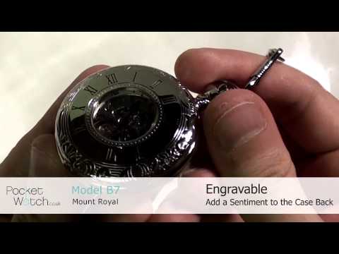 Chrome Plated Mechanical Half Hunter Pocket Watch with Skeletal Display