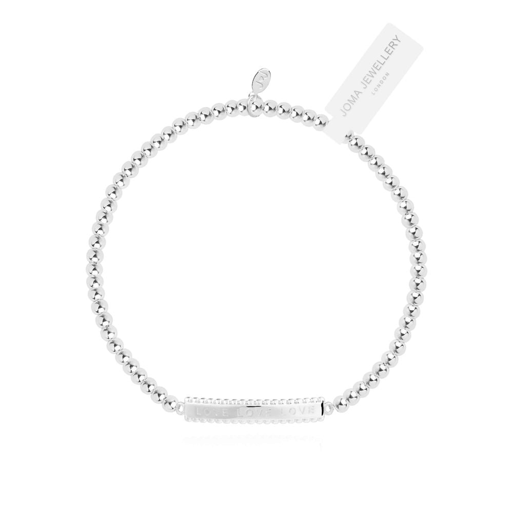 Bracelet Bar Love Love Love Silver Stretch Bracelet
