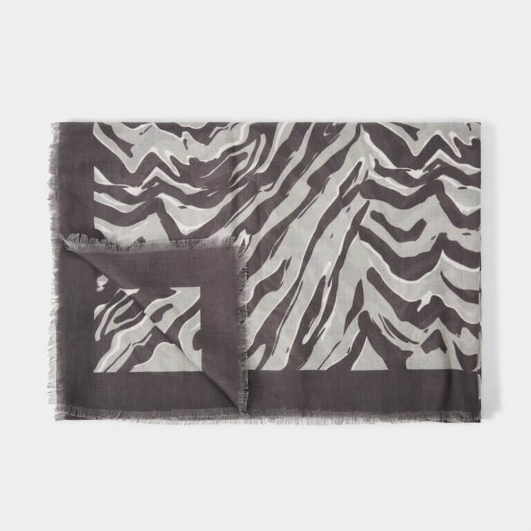 Zebra Scarf | Charcoal/Pale Grey | 184cm X 86cm