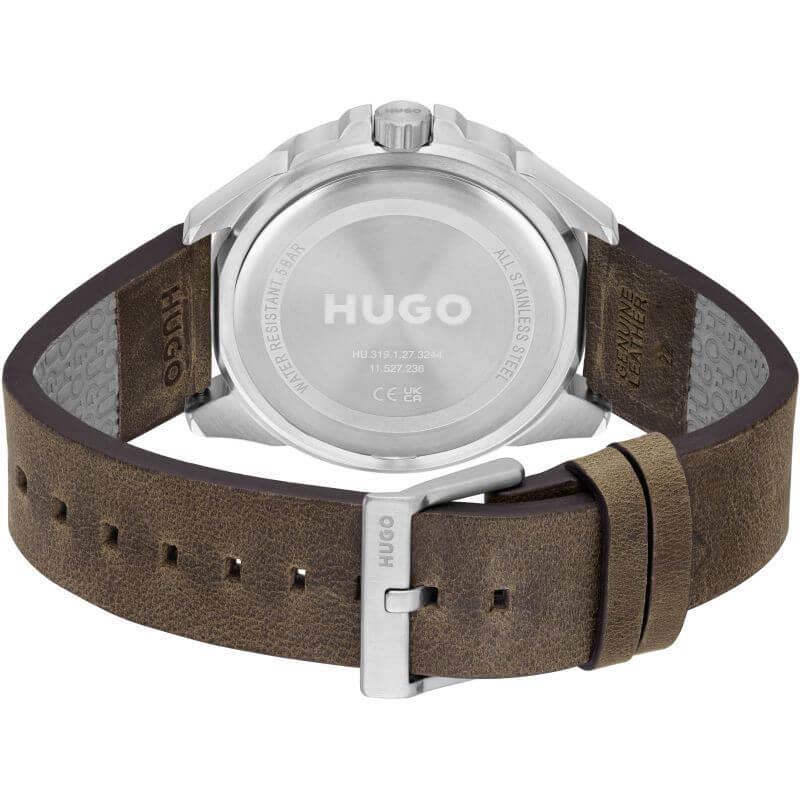#FRESH Brown Leather Strap Black Chronograph Dial Gents Watch