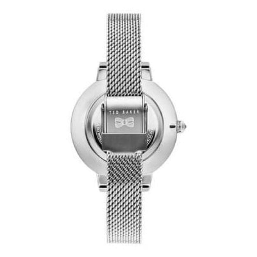 32mm Stainless Steel Case With Floral Print Blue Dial & Mesh Strap Ladies Watch