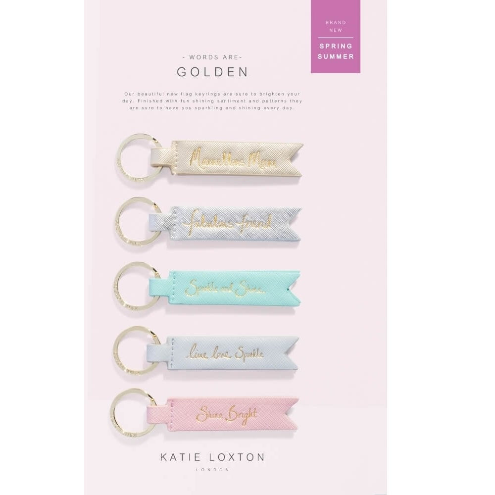 Flag Keyring - Live Love Sparkle - Grey