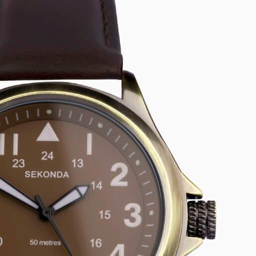 Altitude Brown Dial & Bronze Case With Brown Leather Strap Men's Watch