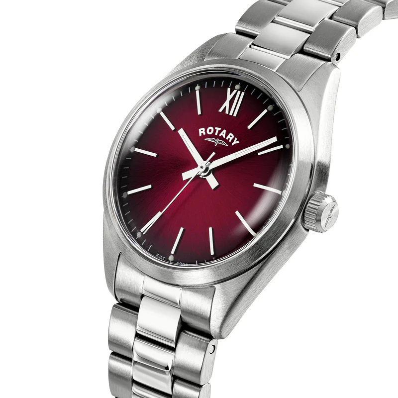 Ladies Heritage Burgundy Dial Stainless Steel Bracelet Watch