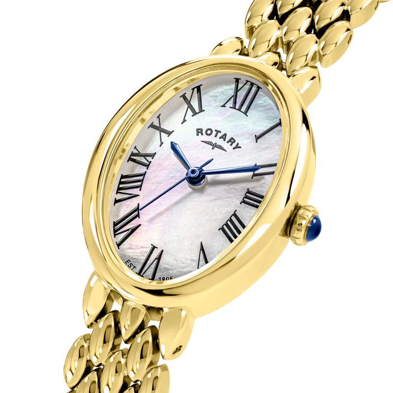 Ladies Heritage Astoria MOP Dial Gold Plated Pebble Bracelet Watch