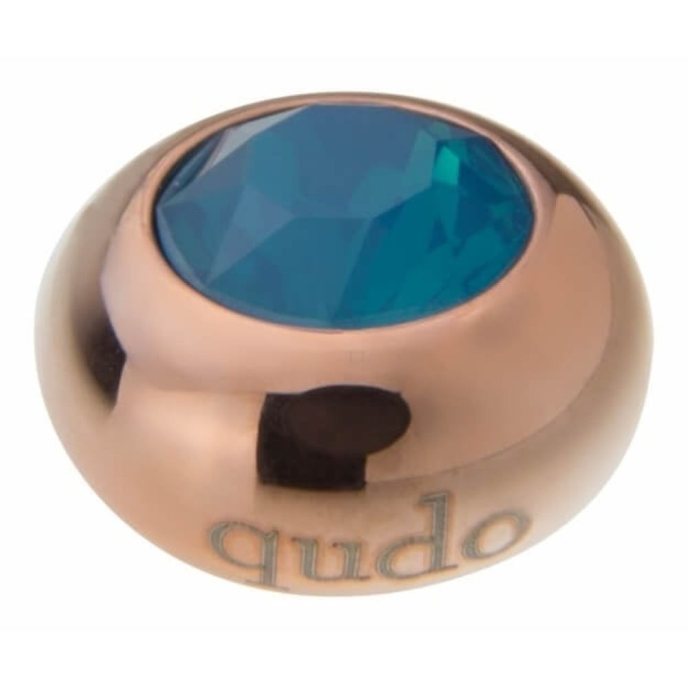 Famosa Rose Gold 10mm Tondo Ring Top Caribbean Blue Opal