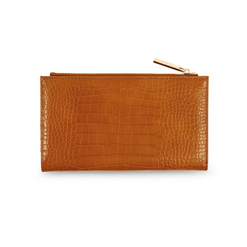 Celine Faux Croc Fold Out Purse | Cognac