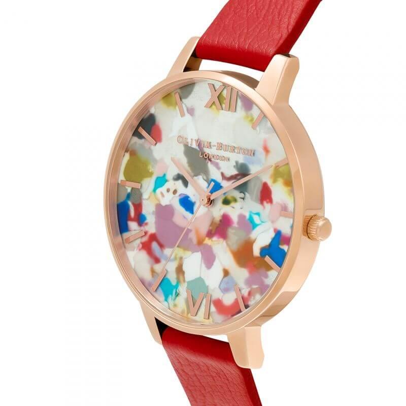 Pop Art Big Dial, Red Eco Vegan & Rose Gold Mesh Watch Strap Gift Set