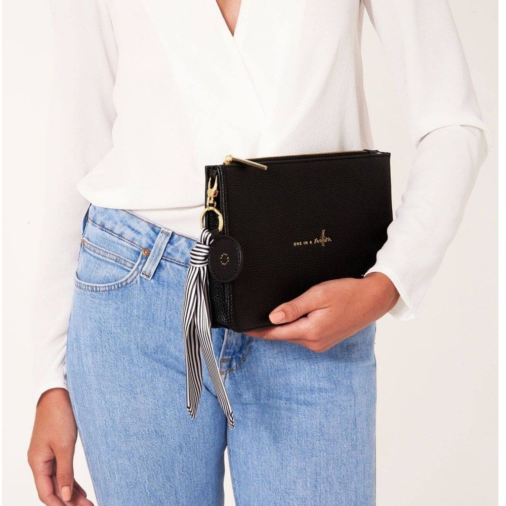 Stylish Structured Pouch | One In A Million | Black | 16 X 24 X 5 Cm