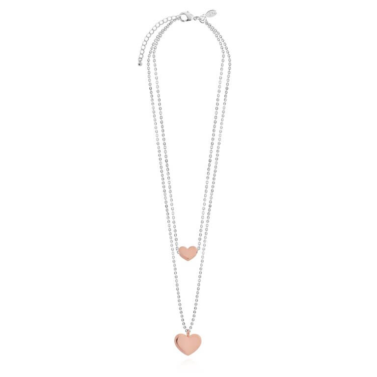 Luella | Heart Necklace | Silver And Rose Gold | Necklace | 45cm 40cm + 5cm Extender