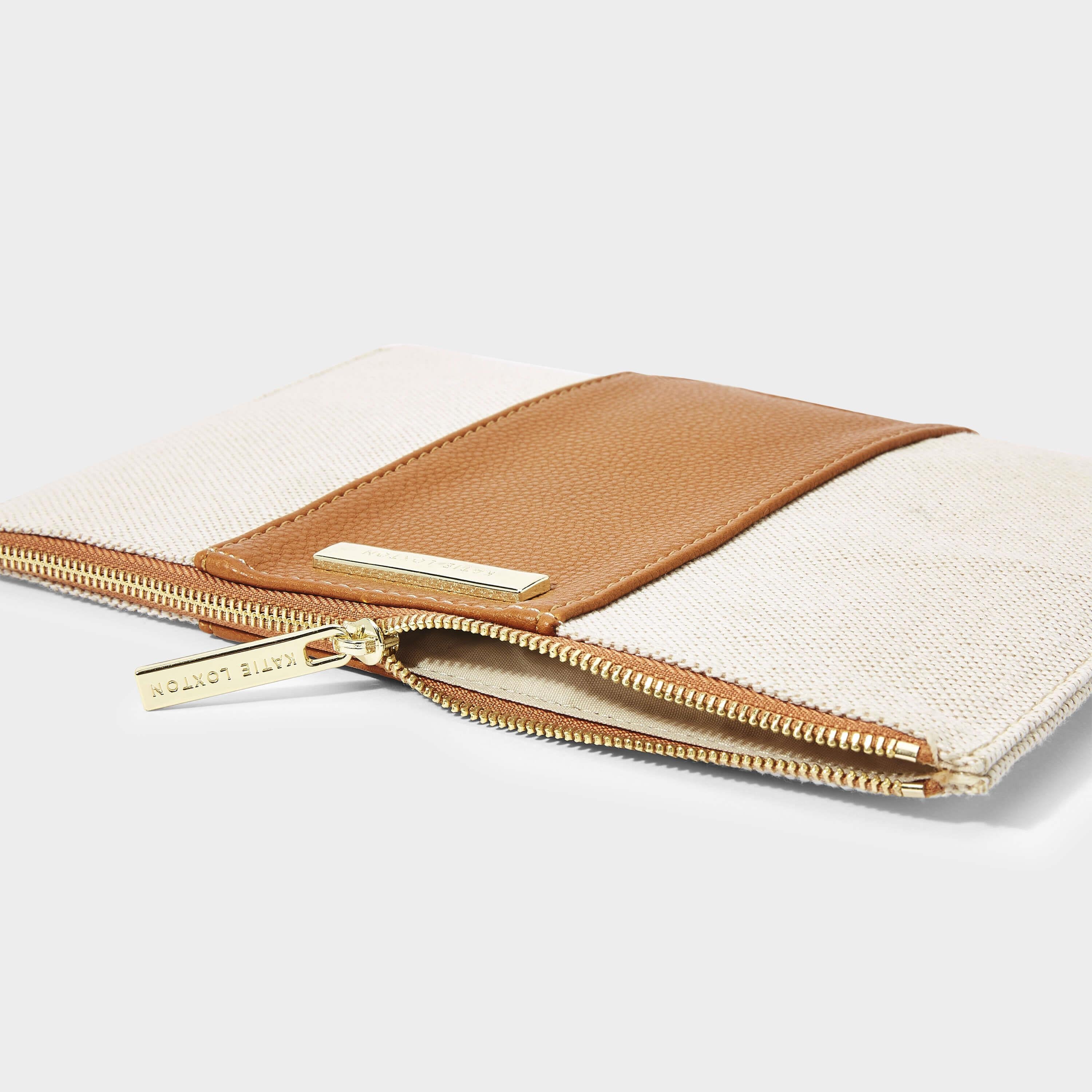 Amalfi Canvas Pouch | Cream/ Light Brown