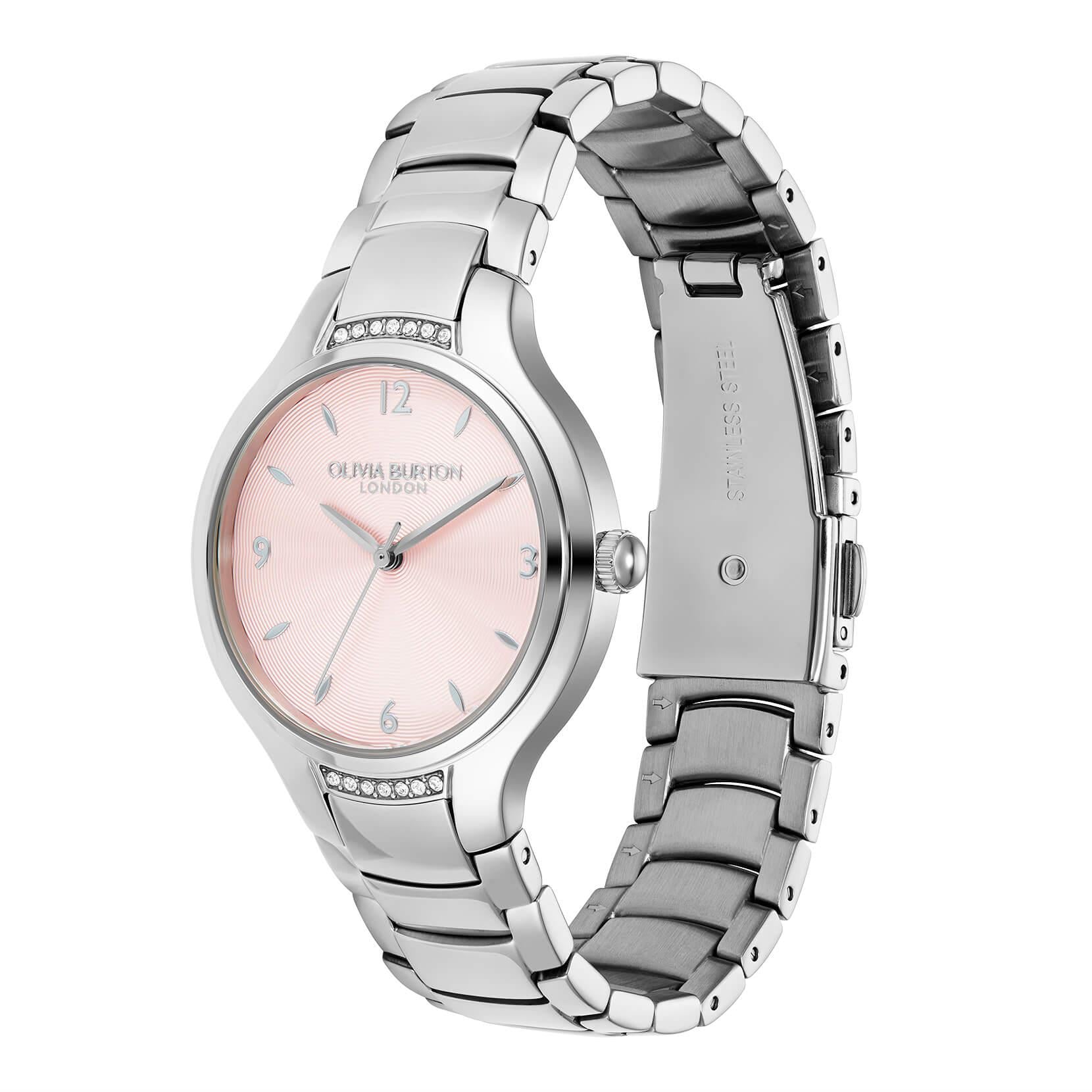 Lea Crystal Light Blush & Silver Bracelet Strap Ladies Watch
