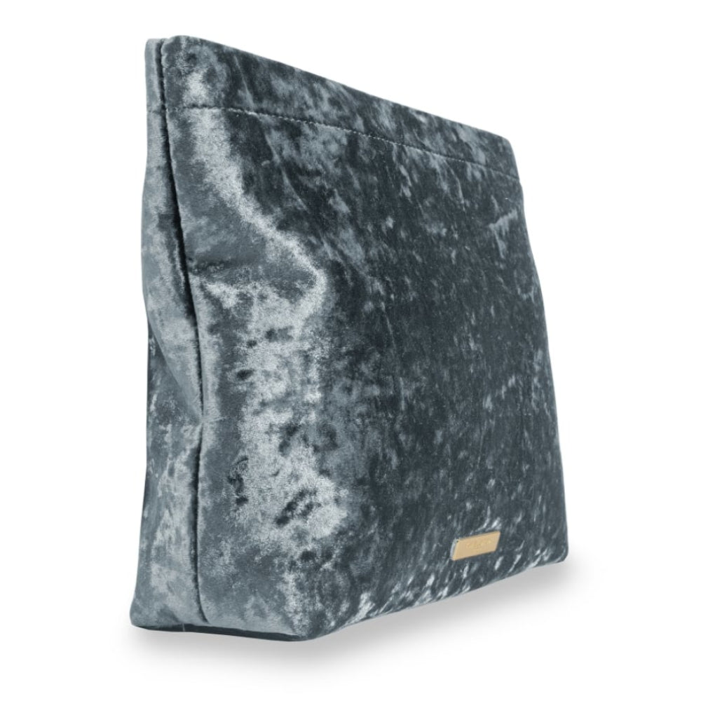 VALENTINA VELVET CLUTCH - crushed blue - 23.5x29x7cm