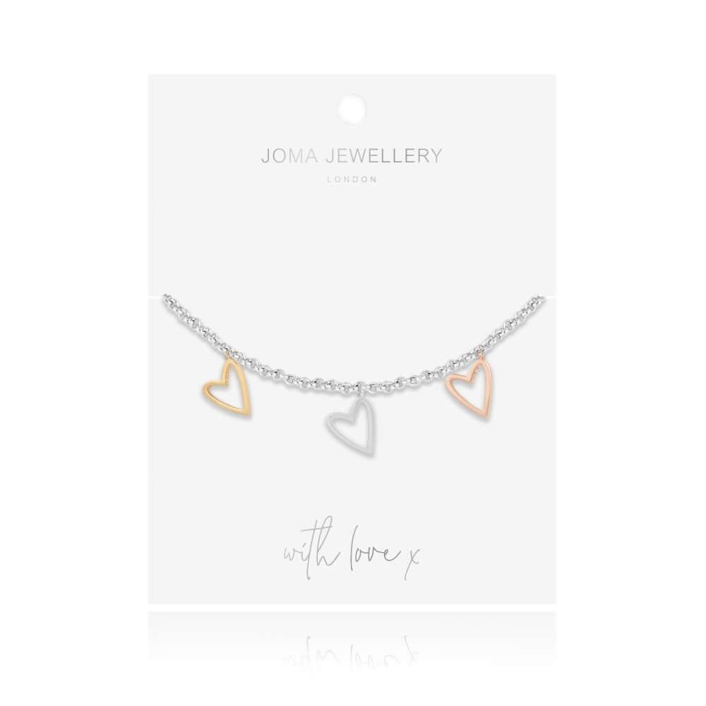 Florence | Heart Bracelet | Silver Rose Gold And Gold | Bracelet | 19cm Adjustable