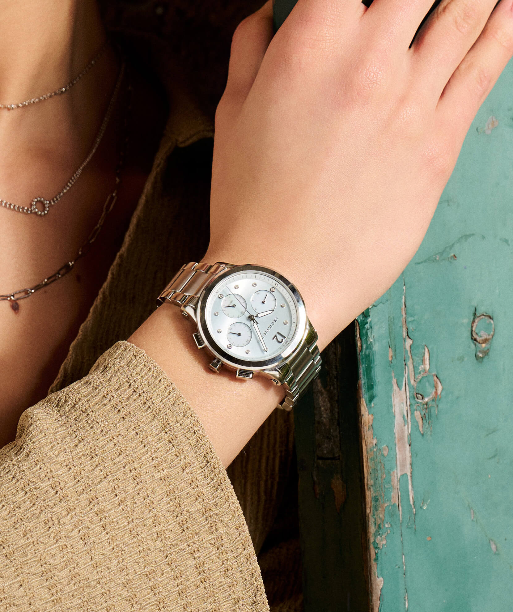 Sports Luxe Multi-Function Blue & Silver Bracelet Watch