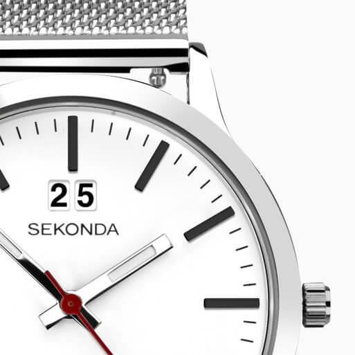 Silver Case with White Dial & Stainless Steel Mesh Bracelet Strap Men's Nordic Watch