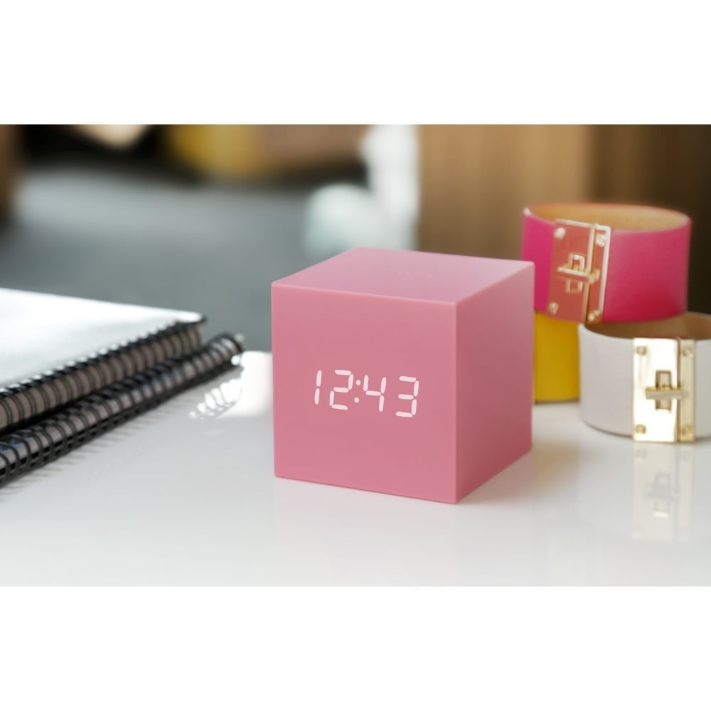 Gravity Cube Click Clock  Pink