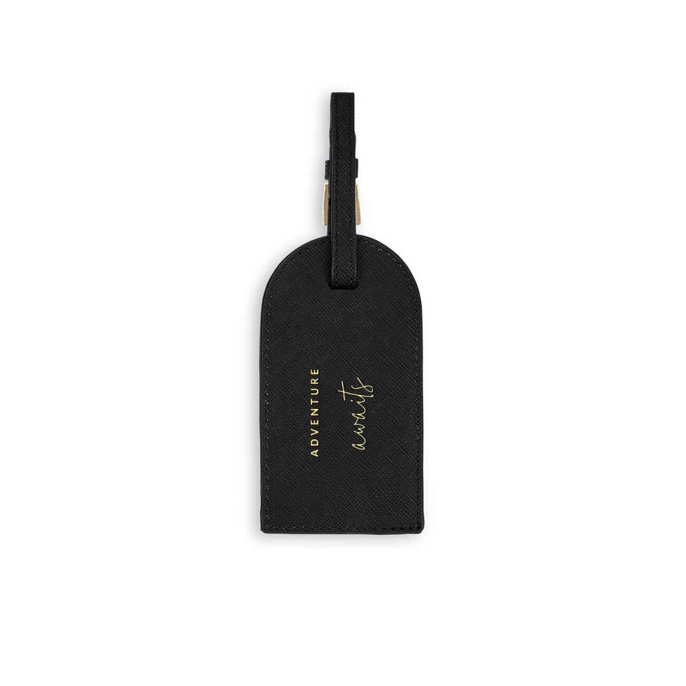 Boxed Passport Holder and Luggage Tag Set | Adventure Awaits | Black