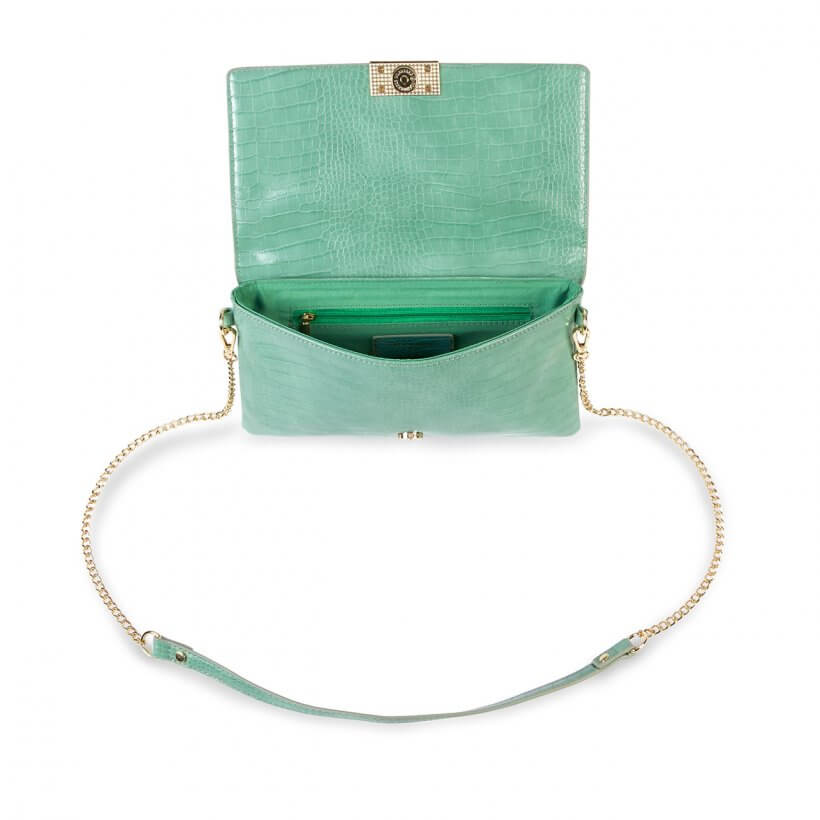 Celine Faux Croc Crossbody Bag | Mint Green