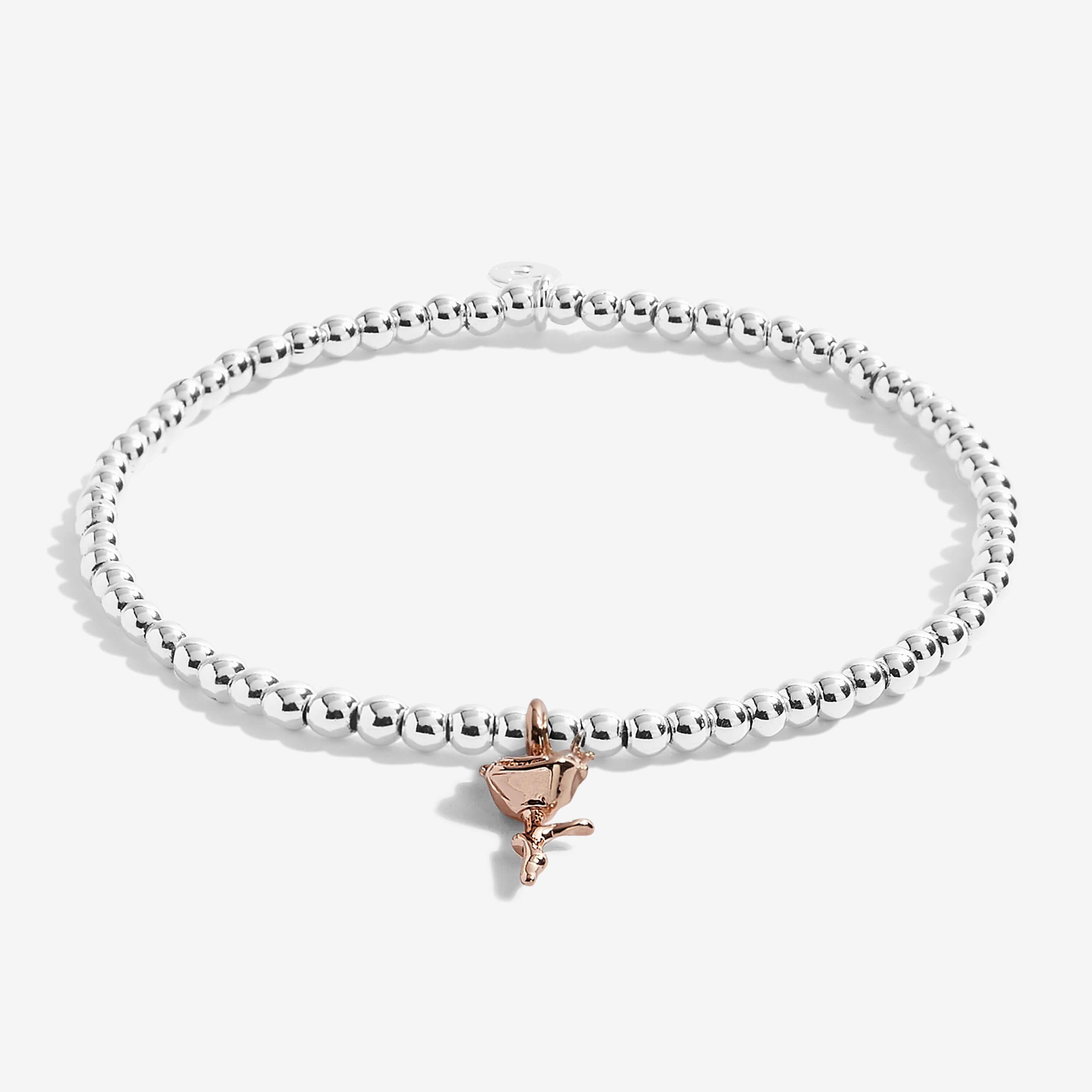 A Little | Stop And Smell The Roses | Silver | Bracelet | 17.5cm Stretch