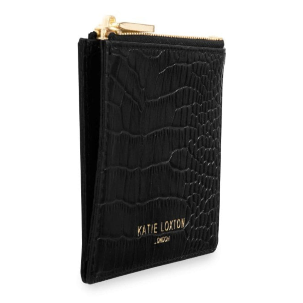 CELINE CROC COIN PURSE - Black - 12.5x8.5x1.5cm