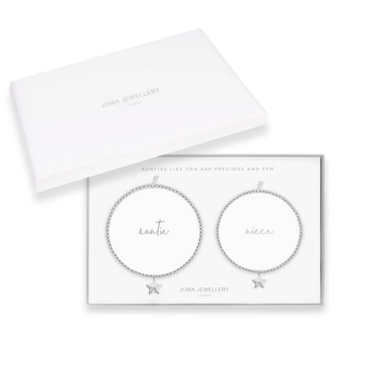 A Little Gift Set | Auntie | Silver | Set Of 2 Bracelets | 17.5cm Stretch/ 15.5cm Stretch