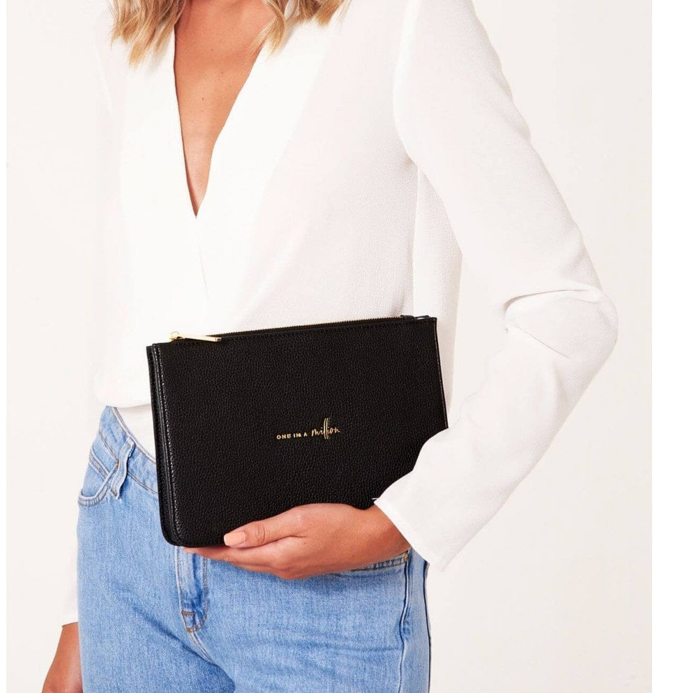 Stylish Structured Pouch | One In A Million | Black | 16 X 24 X 5 Cm