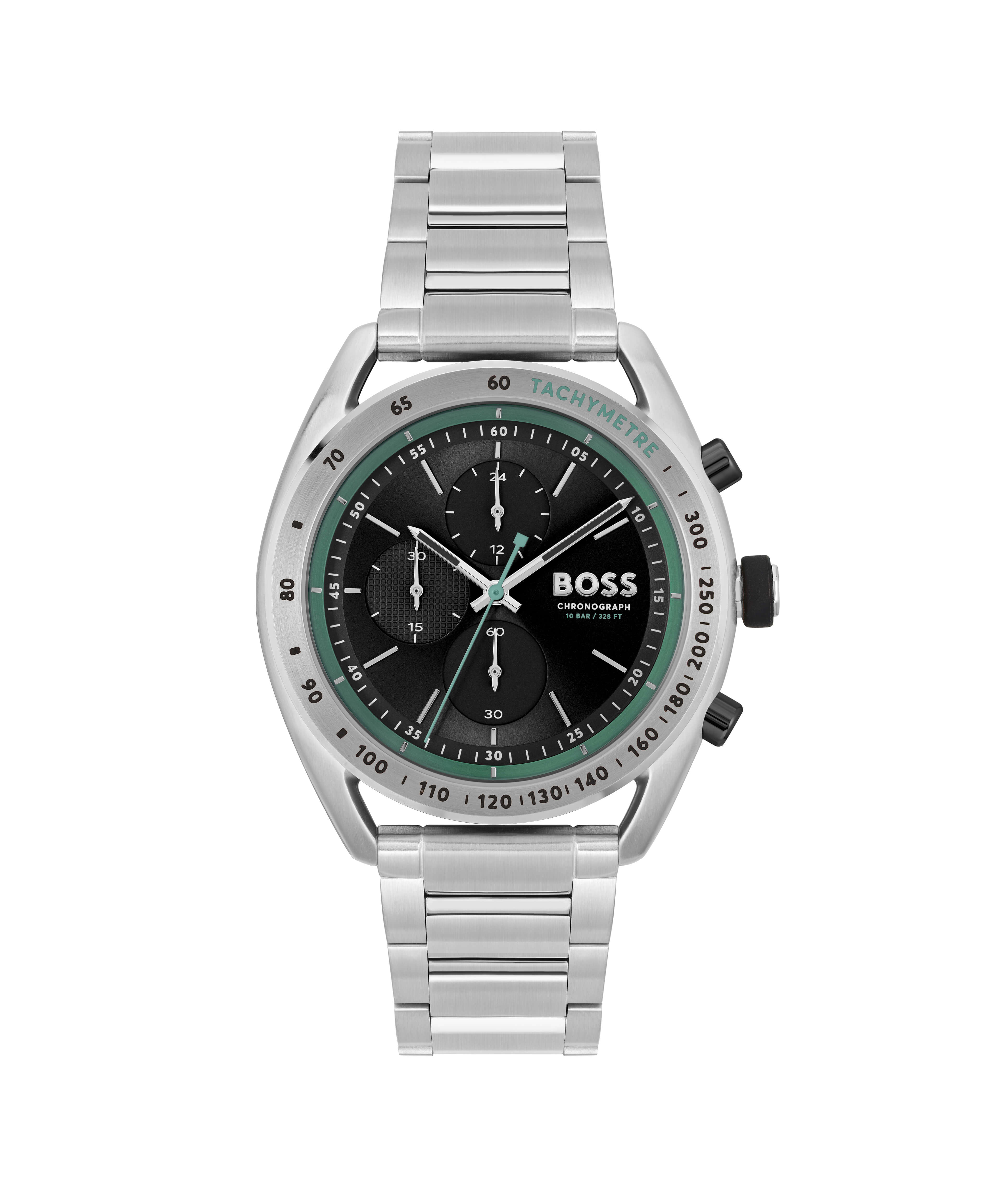 Centre Court Black Chronograph Dial SS Watch