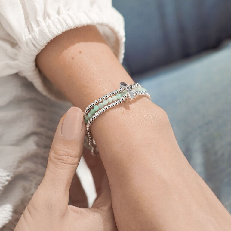 Wellness Stones | Amazonite Bracelet | Silver | 17.5cm Stretch