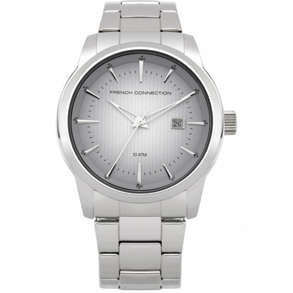 Mens' Quartz Analogue Watch With Polished Stainless Steel Bracelet
