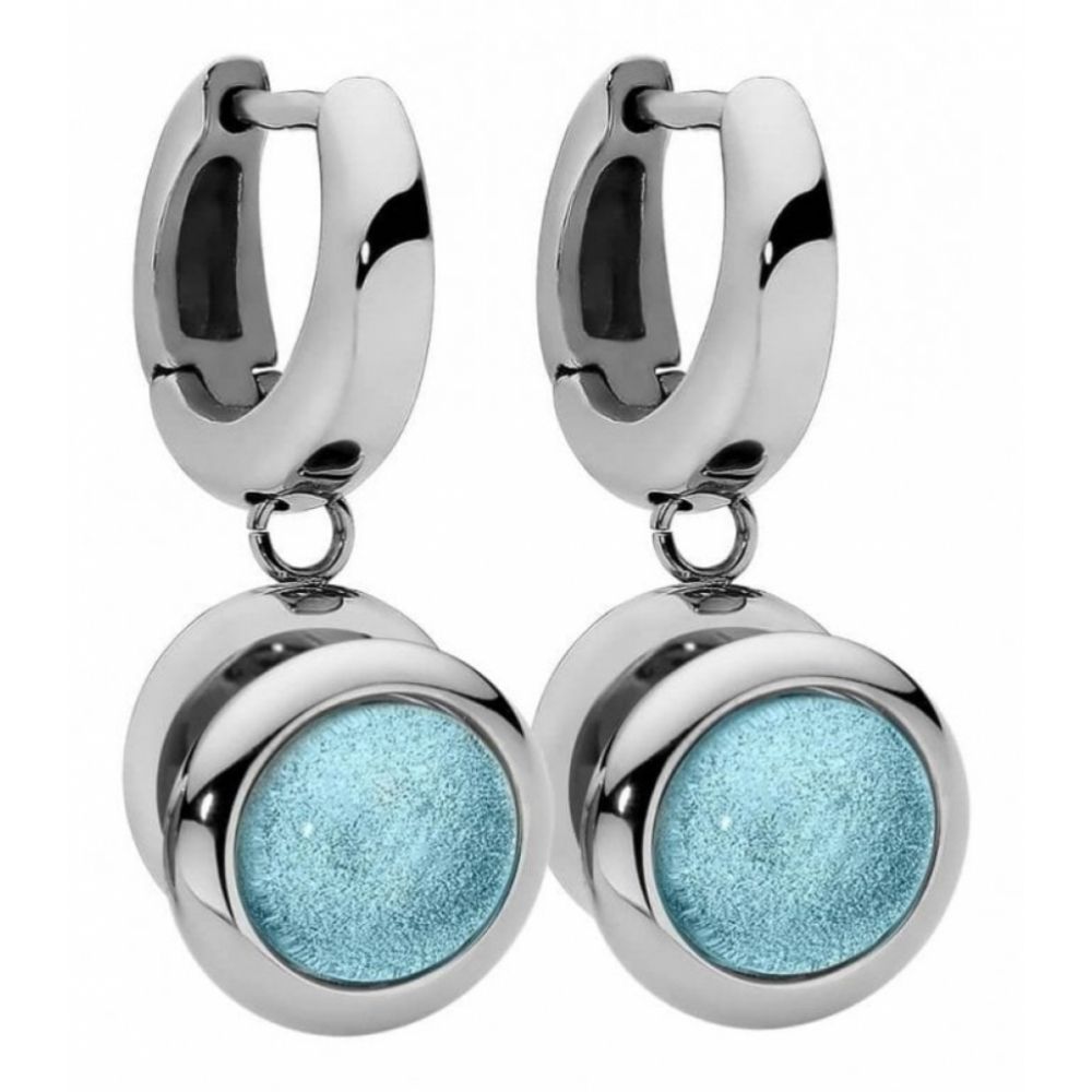 Famosa Stainless Steel Small Hoop With A Drop Earrings