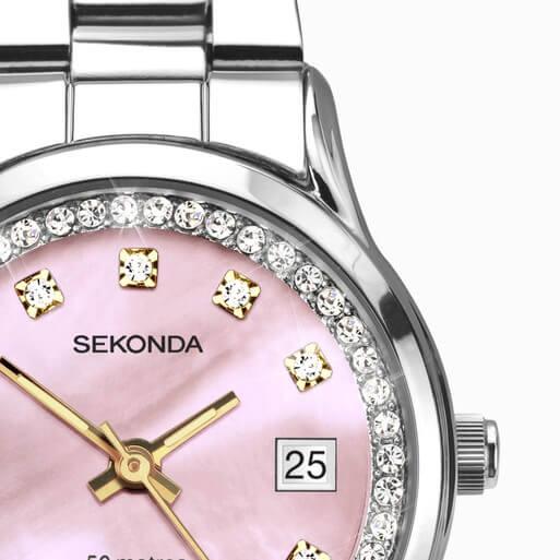 Catherine Pink Dial With Silver Case & SS Bracelet Strap Ladies Watch