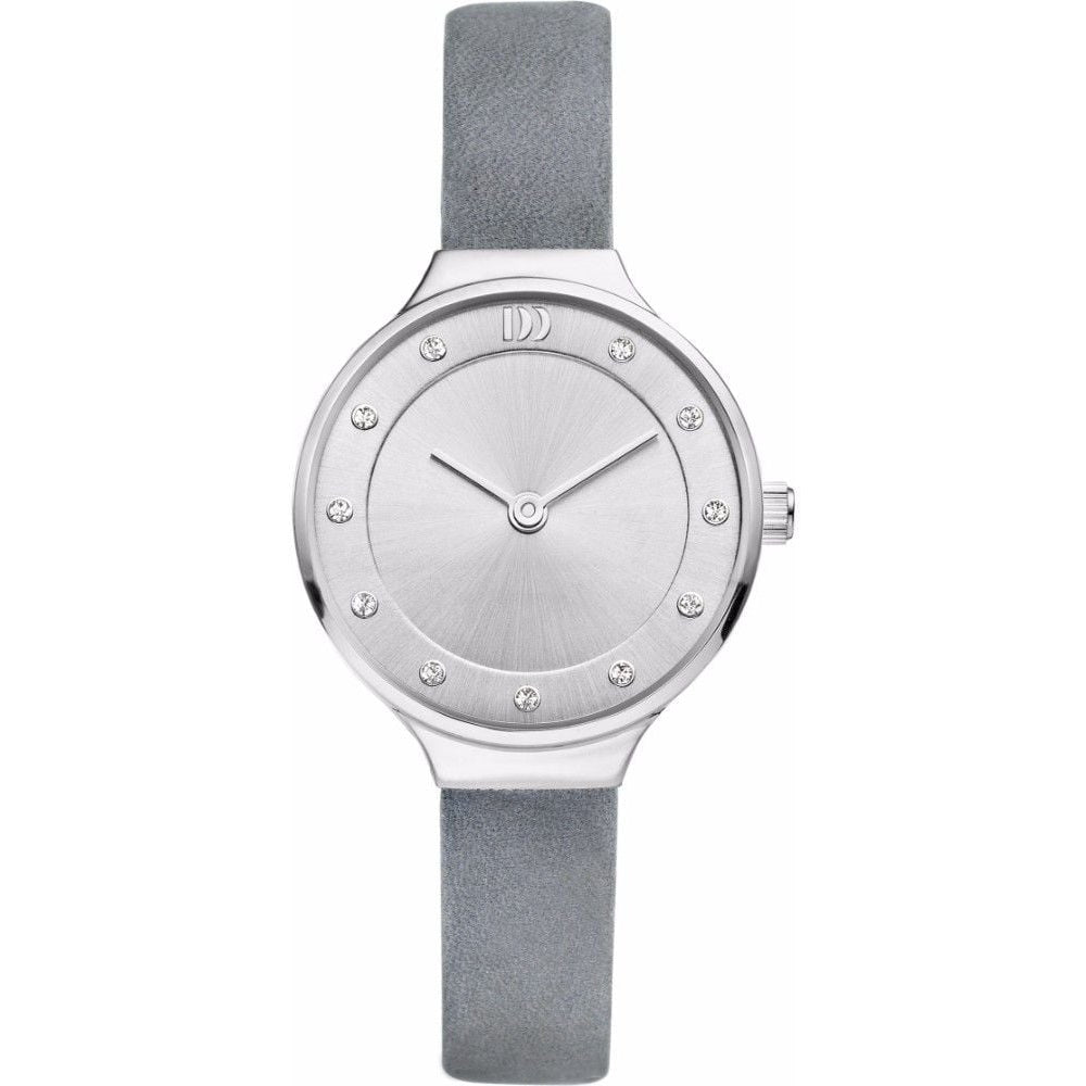 Ladies Silver Stainless Steel Grey Strap Watch