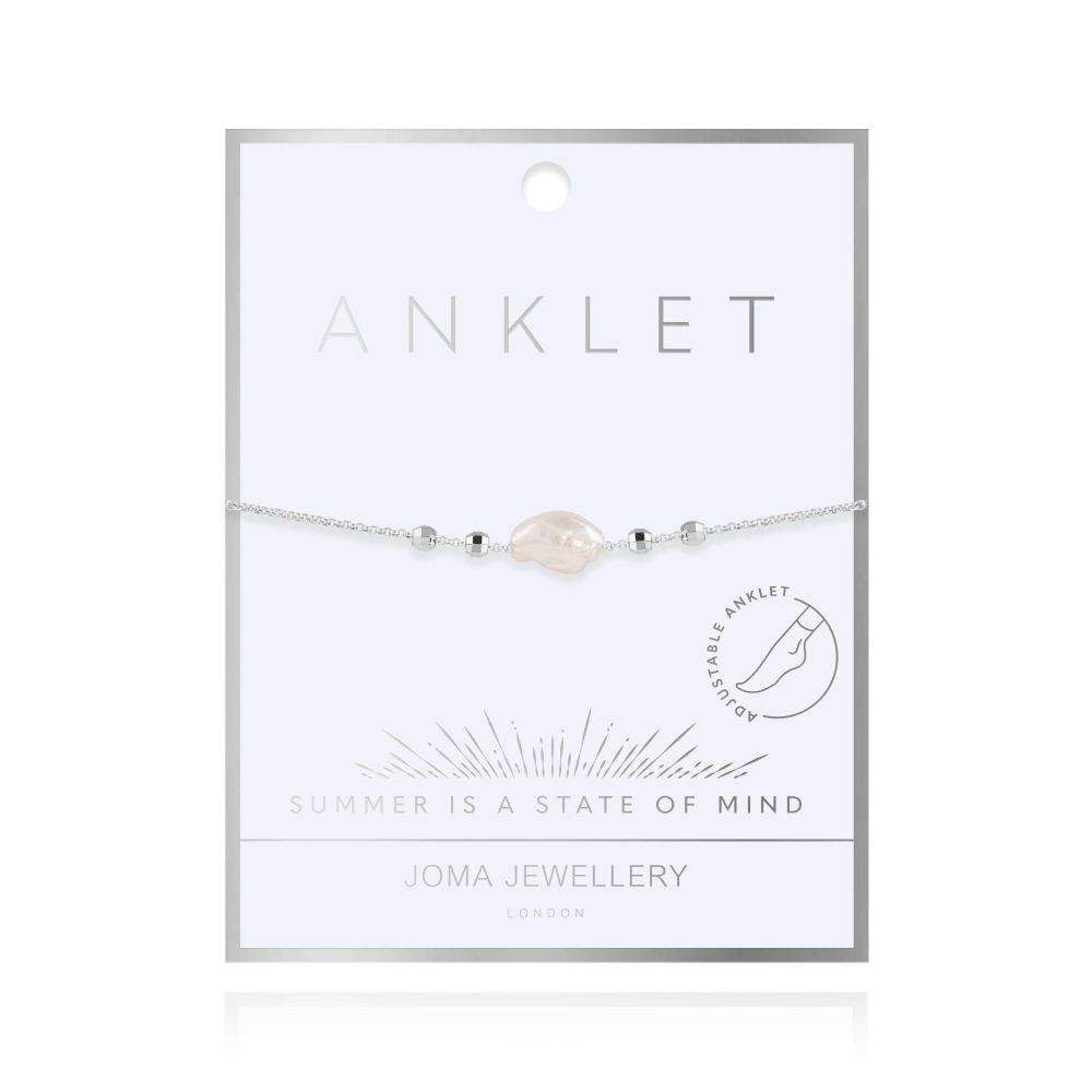 Anklet | Silver | Pearl | 26cm Adjustable