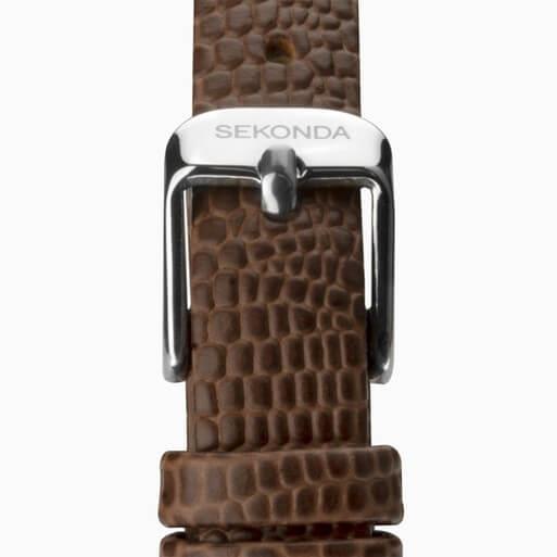 Two Tone Case With White Dial & Leather Strap Ladies Classic Watch