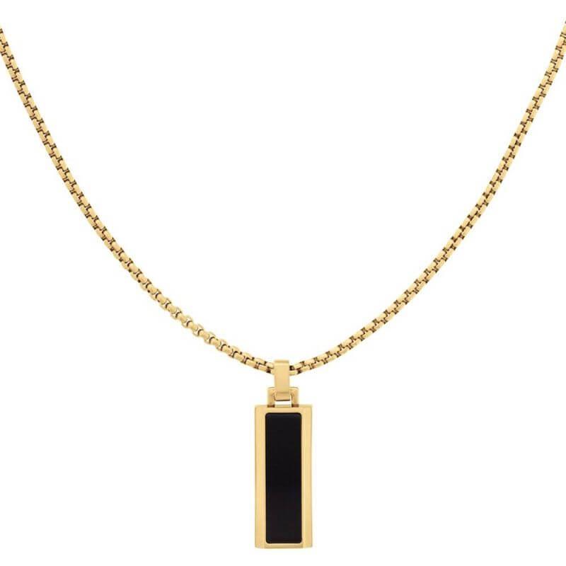 Gold Plated Onyx Stone Gents Necklace
