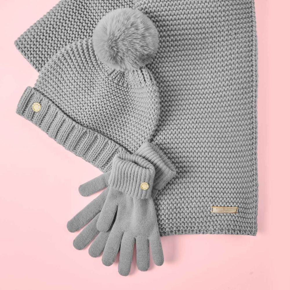 Chunky Knit Gloves | Grey- Medium Fit