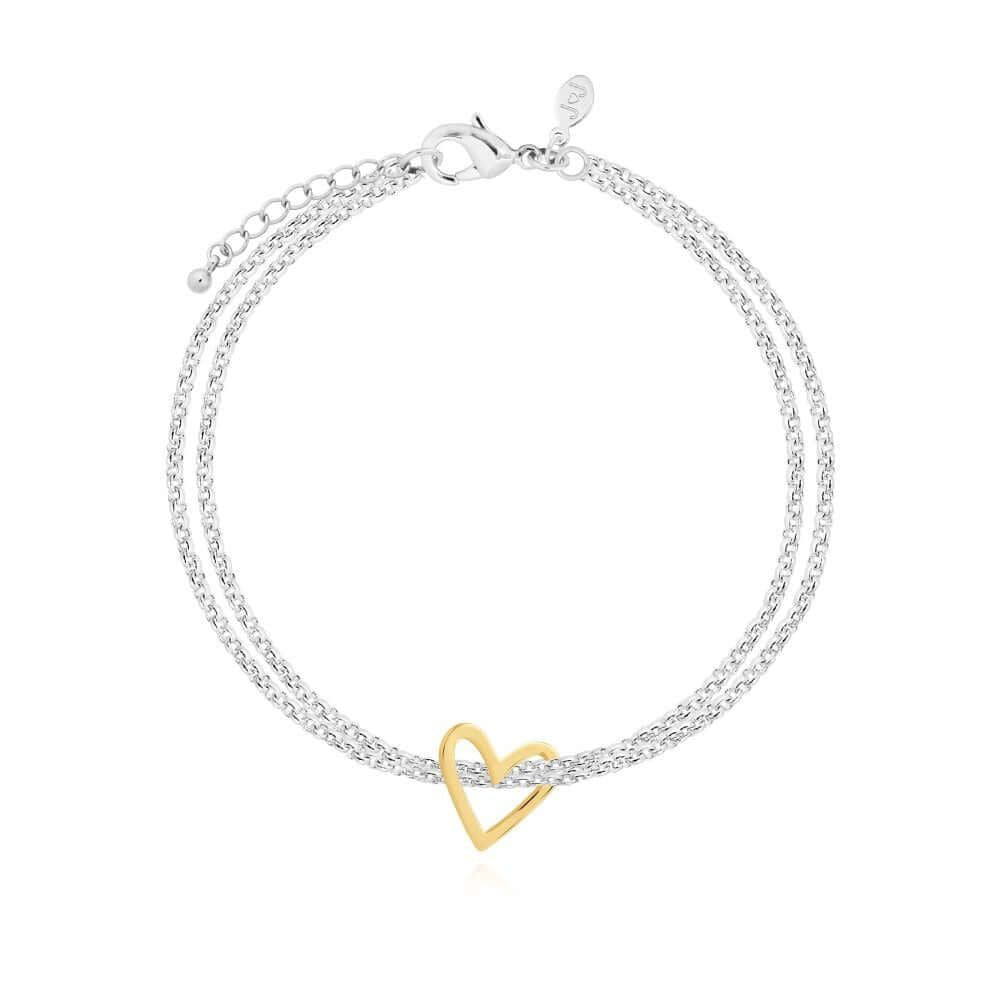 Lana | Hammered Heart | Silver And Gold | Bracelet | 18cm + 3cm Extender