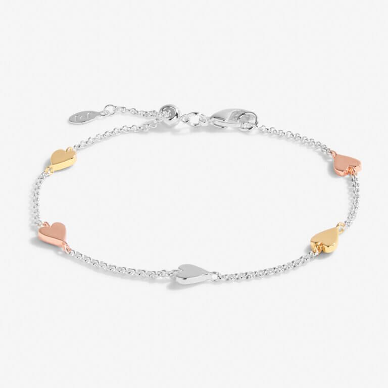 Florence Hearts | Heart Bracelet | Silver Rose Gold And Gold | Bracelet | 19cm Adjustable