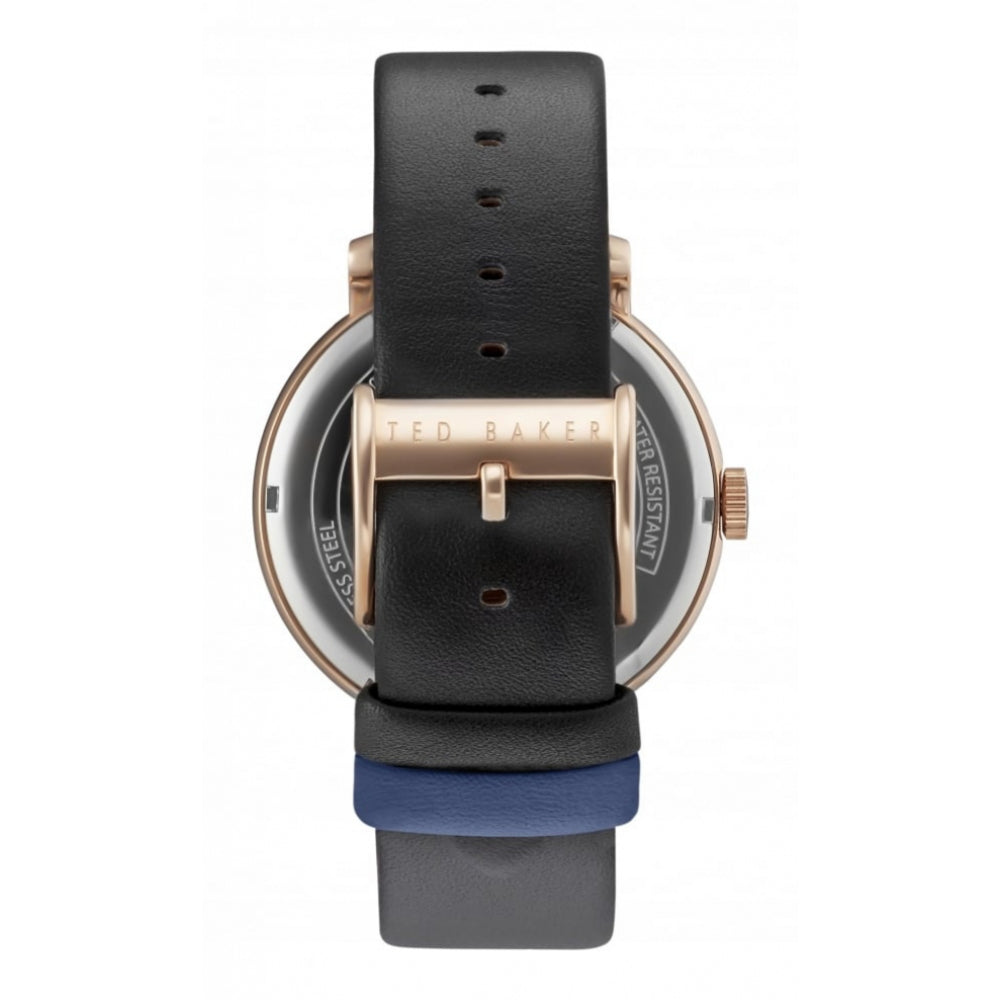 Rose Gold Plated Leather Strap Gents Wristwatch