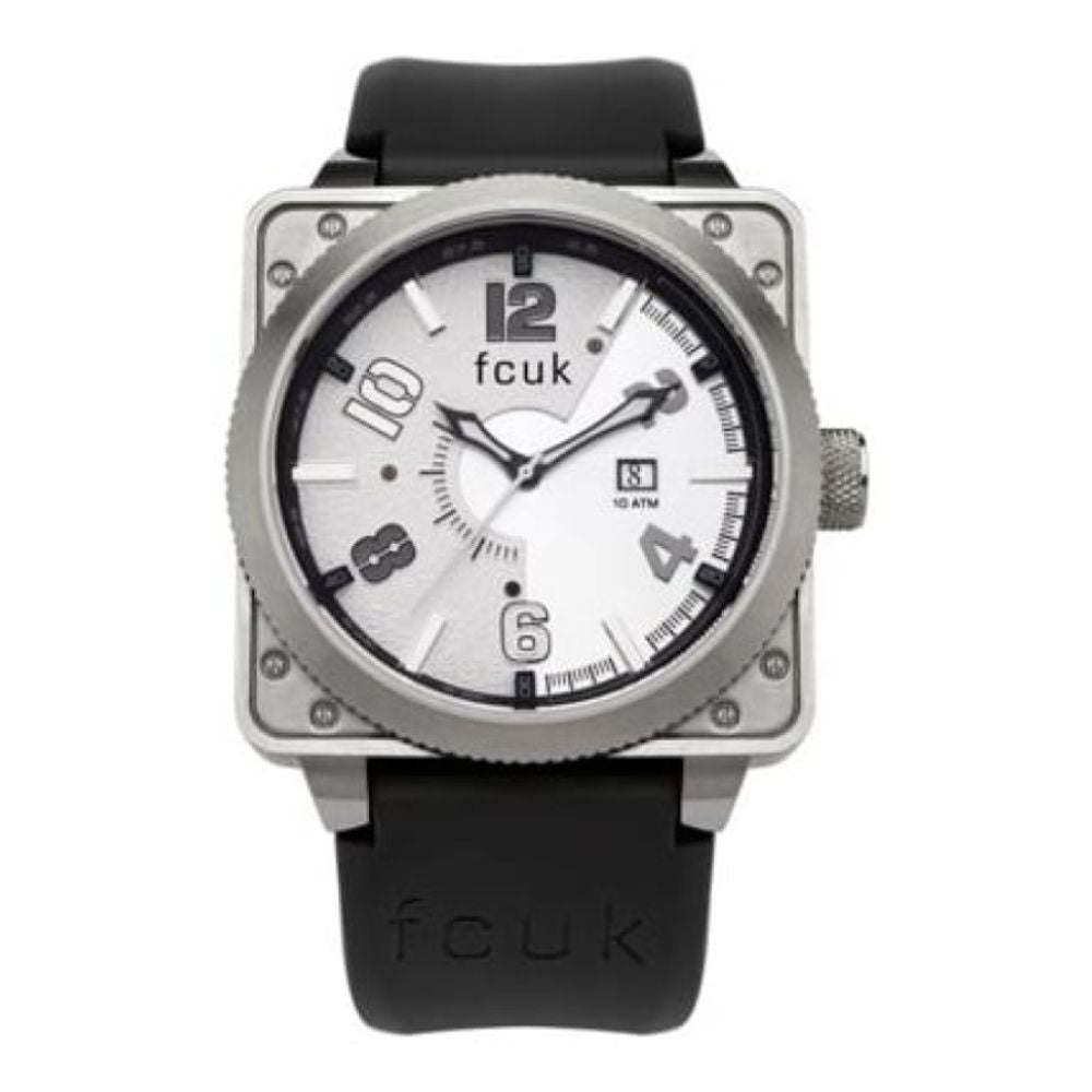 Mens' Quartz Analogue Watch With Black Rubber Strap