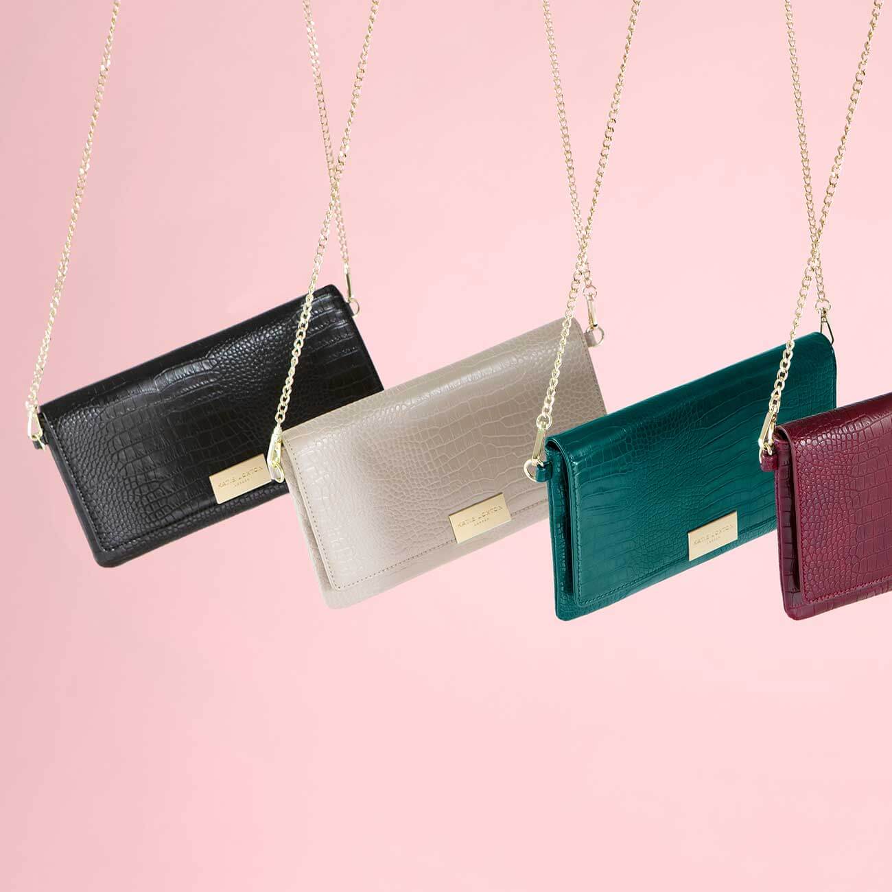 Celine Faux Croc Fold Over Crossbody | Stone