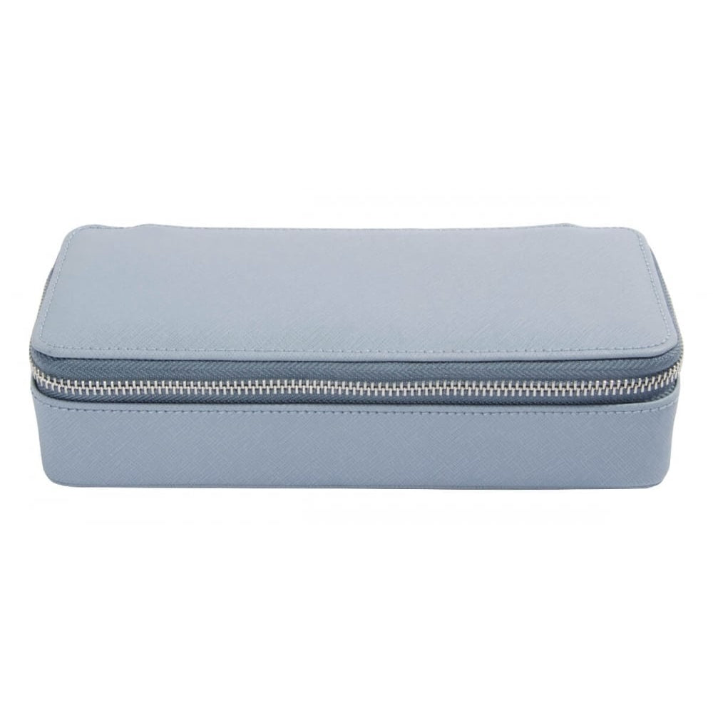 Dusky Blue Large Travel Zipped Jewellery Box
