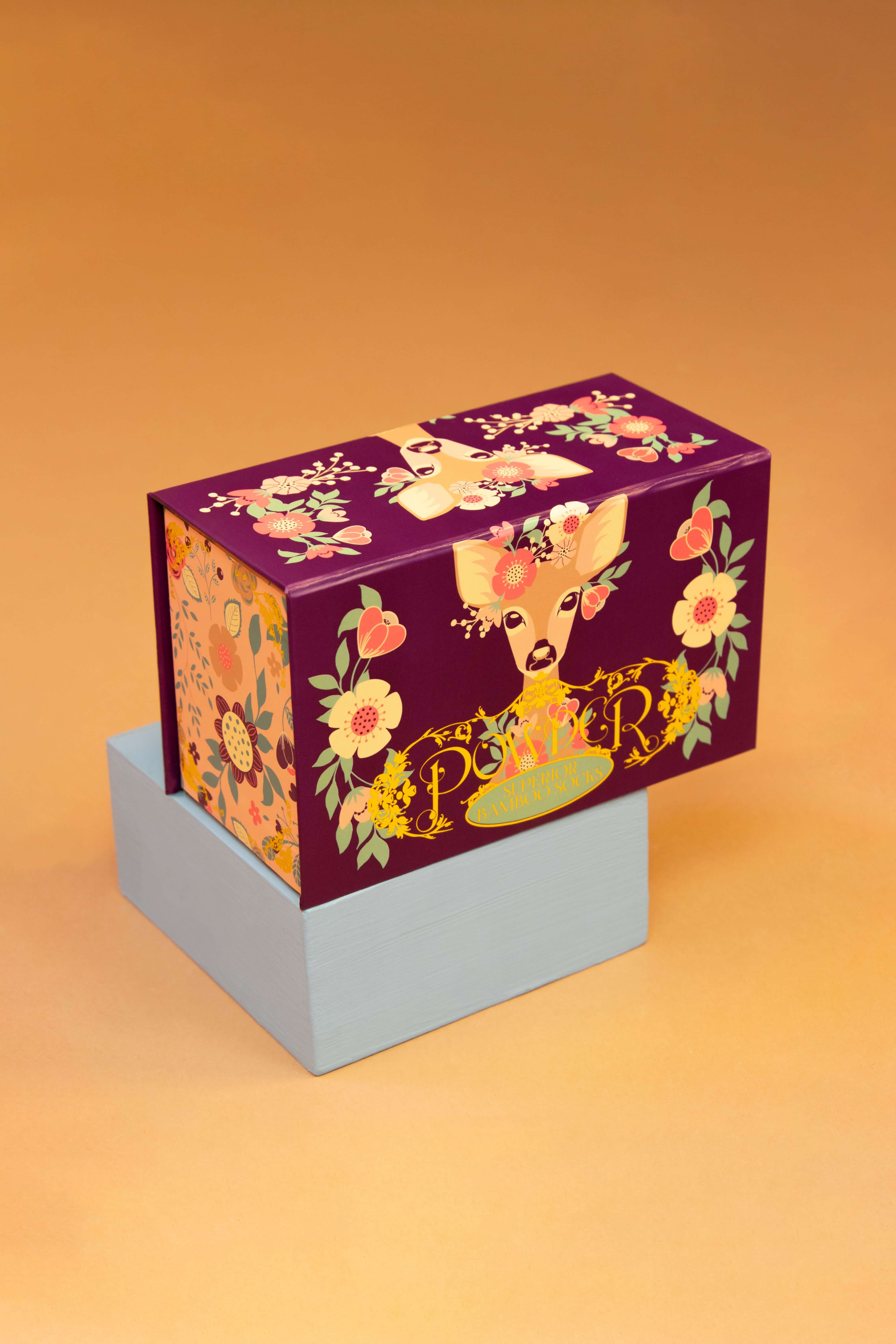 Ladies Floral Deer Sock Box