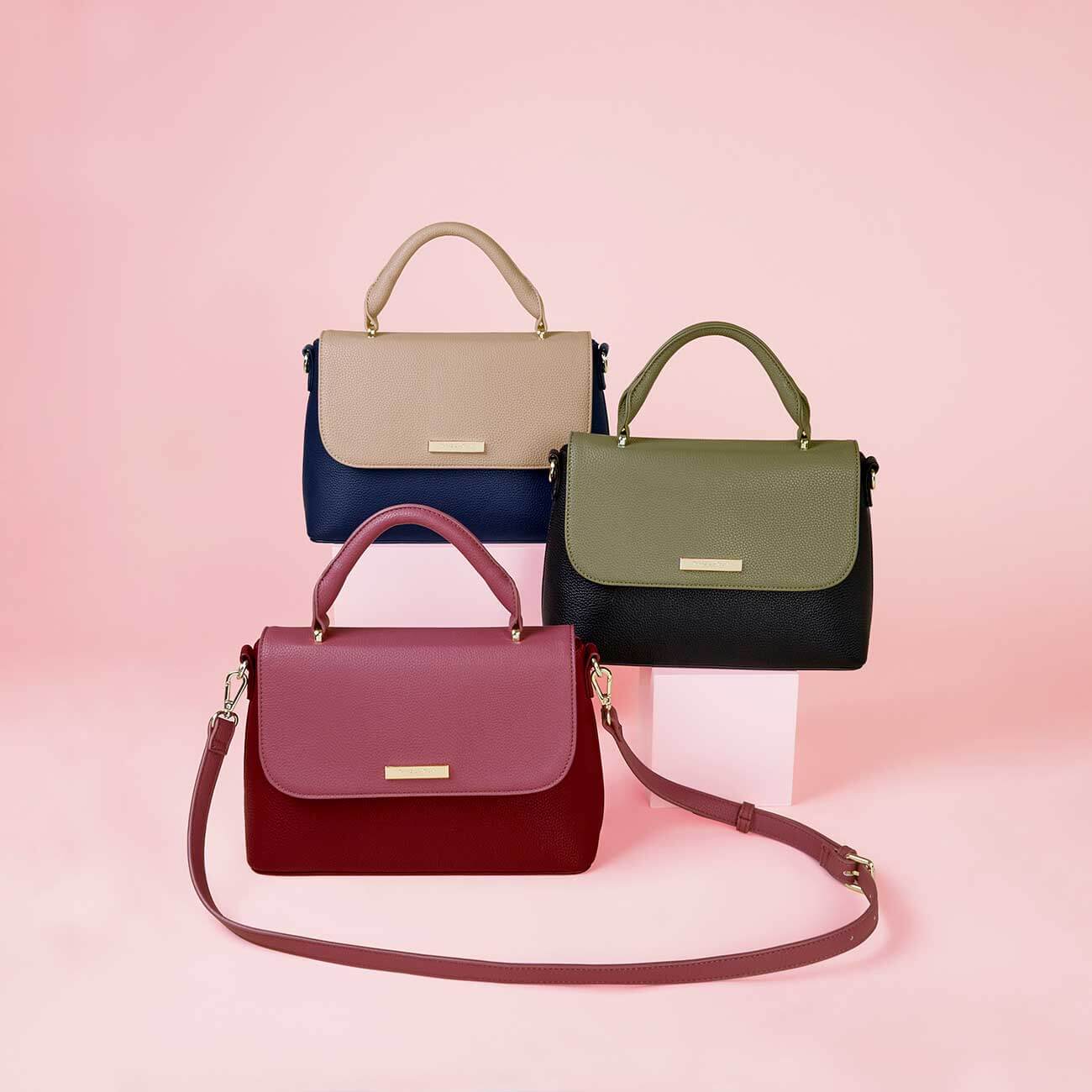 Talia Two Tone Messenger Bag | Light Burgundy and Dark Burgundy